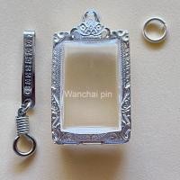 ราคา แถมแหนบ กรอบเงิน ตลับเงิน ตลับพระใส่พระสมเด็จพิมพ์มาตรฐาน แบบหน้าตรงแกะลายมุมขอบ (23858917299)