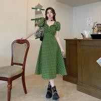 ราคา ชุดเดรสสั้นลายสก็อตสีเขียวสไตล์ฝรั่งเศสสำหรับสาวๆ ช่วงไหล่เข้ารูป แขนสั้น ทรงเข้ารูป ชุดเดรสฤดูร้อนสำหรับผู้หญิง (24662180682)