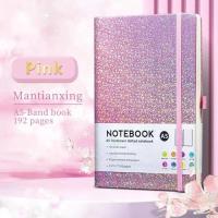 ราคา A5 Shiny Star PU Leather Notebook with Elastic Band Pen Holder 96 Sheets 192 Pages Paper Product Stationery (24582575549)