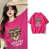 ราคา เสื้อยืดแขนสั้นผู้หญิงแฟชั่นฤดูร้อน ไตล์เกาหลี oversize เสื้อผ้าสาวอวบอ้วนไซส์ใหญ่ เสื้อยืดโอเวอร์ไซส์เท่ๆ สกรีนลายเสือ (22890675983)