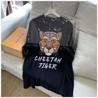 ราคา เสื้อยืดแขนสั้นผู้หญิงแฟชั่นฤดูร้อน ไตล์เกาหลี oversize เสื้อผ้าสาวอวบอ้วนไซส์ใหญ่ เสื้อยืดโอเวอร์ไซส์เท่ๆ สกรีนลายเสือ (22890675971)