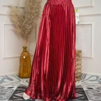 ราคา กระโปรงอัดพลีทยาว แฟชั่นอิสลาม พริ้วมาก ผ้าเงาปักลายฉลุชายกระโปรง เอวยางยืด ka09 วาริสมุสลิม (19852180597)