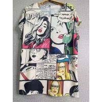 ราคา เสื้อยืดคอกลมแขนสั้นพิมพ์ลายหลวมฤดูร้อนพลัสไซส์สำหรับผู้หญิง (11357469292)