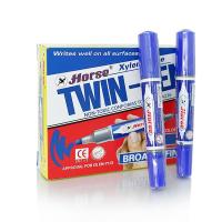 ราคา Monqiqi ยกกล่อง ปากกาเคมี 2 หัว ตราม้า รุ่น TWIN PEN แพ็ค 12 แท่ง ปากกามาร์คเกอร์ ลบไม่ได้ Permanent Marker Pen หมึกกันน้ำ (24832902165)