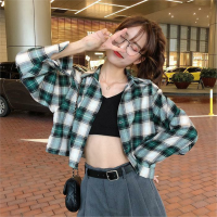 ราคา เสื้อเชิ้ตลายสก็อตทรงหลวมสำหรับผู้หญิง แขนยาว ทรงสั้น เสื้อคาร์ดิแกนเปิดไหล่ แฟชั่นฤดูใบไม้ผลิและฤดูใบไม้ร่วง สไตล์เกาหลี (24040338462)