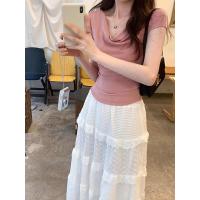 ราคา เสื้อยืดครอป เสื้อยืดแฟชั่น แฟชั่น เสื้อยืดคอปก ปกใหญ่เด่น ้เปิดอกลึก 020268 (24454145007)