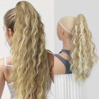 ราคา แฮร์พีชสีบลอนด์ไฟเบอร์สีดำผู้หญิงแบบคลิปหนีบกรงเล็บหางม้าเป็นลอนเส้นใยยาวสังเคราะห์18นิ้วต่อผมกันความร้อน (24458820604)