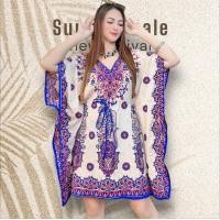 ราคา เดรสสั้นทรงปีกผีเสื้อ ลายสามช่อ ผ้าวิสคอทแท้ มีเชือกรูดปรับขนาดในตัว ใส่สวยสบาย พรางหุ่น (24769980445)