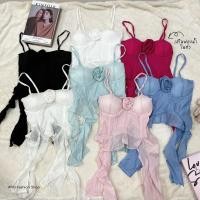 ราคา NEW ARRIVAL เสื้อสายเดี่ยวแมงกระพรุน แต่งกุหลาบ เสริมฟองน้ำในตัว เสื้อสายเดี่ยวกุหลาบ (24498696955)