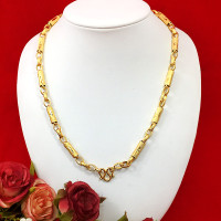 ราคา สร้อยคอทองลายโซ่ฝรั่งคั่นปล้องตัดลาย ยาว 20 นิ้ว สีทอง ชุบทอง ทำจากทองเหลือง ใส่ได้ทุโอกาส ใส่อาบน้ำได้ สินค้าพร้อมส่ง (14921163482)