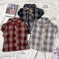 ราคา พร้อมส่งเสื้อคอบัวลายสก๊อต กระดุมหน้า น่ารักๆ งานแต่งผูกโบว์ (24966190977)