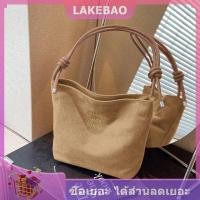 ราคา LAKEBAO กระเป๋าทรงถังแฟชั่นหนังกลับสะพายไหล่ข้าง (24857139203)