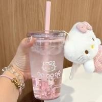 ราคา GREATWA แบบพกพา แก้วฟาง สวัสดีค่ะ คิตตี้ ชมพูโปร่งใส แก้วน้ำนักเรียน น่ารัก พลาสติก ขวดน้ำ ของขวัญวันเกิด (24967477984)