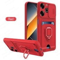 ราคา ฝาครอบโทรศัพท์สำหรับ Pova 6 Proฝาครอบกล้องกันกระแทกสำหรับ Tecno Pova 6 Pro Pova6Pro 5G LI9 2024สไลด์แม่เหล็กยึดโทรศัพท์กระเป๋าใส่ของบัตรวงแหวน (23345947505)
