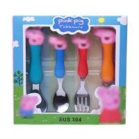ราคา 4 ชิ้น เซ็ต Peppa Pig บนโต๊ะอาหารสแตนเลสการ์ตูนช้อนส้อมในครัวเรือนช้อนเด็กน่ารัก Anti Scalding ช้อนช้อนเด็กชุดช้อนส้อม (24460844573)