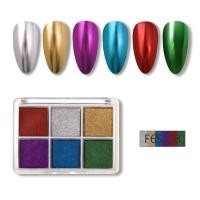 ราคา Nail Garden 6 สี ผงกระจกขัดเงา ผงเมทัลลิค สีทาเล็บเจล อุปกรณ์ทำเล็บ (24462243892)