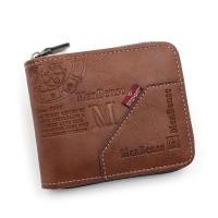 ราคา Mens short wallet casual retro zipper wallet large capacity bag mens gift (23732057807)