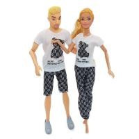 ราคา ชุดเสื้อผ้าแฟชั่น2เซ็ต ล็อตสำหรับตุ๊กตาบาร์บี้ชุดเบียร์ดำคู่รักเสื้อยืดกางเกงสำหรับตุ๊กตาเคนบอย1 6 (24086976209)