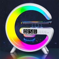 ราคา RGB light Bluetooth speaker can connect to mobile phone and computer with 9 colors RGB light support wireless charging alarm clock play music from TF card (24680046960)