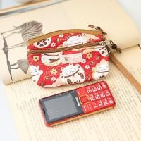ราคา กระเป๋าใส่โทรศัพท์มือถือผ้าฝ้ายลายดอกไม้สองชั้นขนาดเล็ก กระเป๋าสะพายข้างแบบย้อนยุคสำหรับผู้หญิงและผู้ชาย กระเป๋าใส่เหรียญ (22911064260)