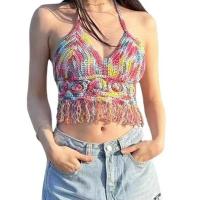 ราคา oobest O เสื้อคล้องคอเสื้อสายเดี่ยวถักสำหรับผู้หญิงเสื้อเกาะอกสั้นเปลือยหลังสายเดี่ยวรูถักโคว์เชต์น้ำหนักเบาเสื้อกล้ามสายเดี่ยวสำหรับผู้หญิง (24413869052)