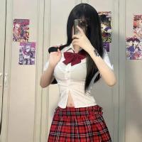 ราคา เสื้อเชิ้ตกระโปรงทรงเอเอวสูงสำหรับผู้หญิง แขนยาว สไตล์ฤดูใบไม้ร่วงและฤดูหนาว สไตล์นักศึกษา JK ชุดกระโปรงสั้นสีขาว (23736550431)