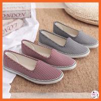 ราคา รองเท้าผ้าใบ ลายสก็อต ทรงสลิปออน 2 สี (18377073662)