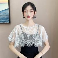 ราคา Hot Sale FunFindsS เสื้อครึ่งตัวปักลายดอกไม้สำหรับผู้หญิงเสื้อครึ่งปกถอดออกได้ลายลูกไม้ถักหวาน (23535186730)