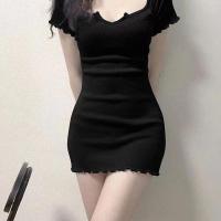 ราคา XANLYSHE INS เซ็กซี่สาวฮอต U คอเข้ารูปใส่แล้วดูผอมเข้ารูปชุดเดรสสั้นสไตล์เกาหลีกระโปรงสั้นรัดสะโพกสำหรับผู้หญิง (24565586560)