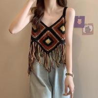 ราคา เสื้อกล้ามสายเดี่ยวพรมพู่ถักโครเชต์ใส่สบายสไตล์ฮิปปี้ (24349401958)