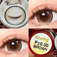 ราคา คอนแทคเลนส์ รุ่น Monday สีเทา ตาล Gray Brown มีค่าสายตา 0 00 10 00 (24049418976)