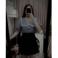 ราคา เสื้อคอบัวแต่งปกระบายลูกไม้ผ้าไหมอิตาลีลายสก็อตเล็ก (23679310082)