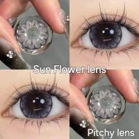 ราคา บิ๊กอาย คอนแทคเลนส์ รุ่น Sun flower gray brown ฝาแดง ยี่ห้อ Pitchy lens (23967051146)