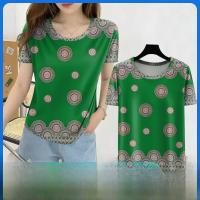 ราคา เสื้อยืดคอกลมแขนสั้นพิมพ์ลายแฟชั่นสตรีสำหรับฤดูใบไม้ผลิและฤดูร้อน ทรงหลวม สวมใส่สบาย ระบายอากาศได้ดี เสื้อยืดคอกลม (24574460287)
