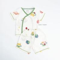 ราคา Little Home Baby ชุดเซ็ทเสื้อผูกหน้าและดุมหน้าพร้อมกางเกงทารก 0 3 เดือน ผ้ามัสลิตคอตตอนทอตาราง นุ่มๆ (24789548644)