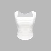 ราคา เสื้อแขนกุด ชายพริ้วยาวไม่เท่ากัน จับจีบ สีพื้น สไตล์ลำลอง สำหรับผู้หญิง สีขาว สีดำ A15 (23366602775)