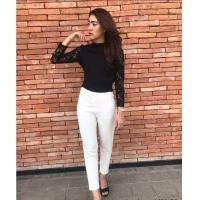 ราคา กางเกงผ้าฮานาโกะทรงขาเดฟ ผ้าฮานาโกะแท้ 100 เนื้อผ้าหนา 380g ทรงขาเดฟสีขาว (23499963453)