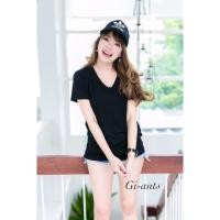 ราคา เสื้อเรย่อนคอวี กระเป๋าหน้า ผ้าเรย่อน เสื้อยืดเรย่อนคอวี เสื้อแขนสั้นเรย่อน เสื้อยืดคอวี เสื้อแฟชั่นผญ2022 Free size เสื้อสีแดง (9170788299)