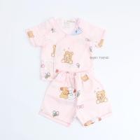 ราคา Little Home Baby ชุดเซ็ทเสื้อผูกหน้าและดุมหน้าพร้อมกางเกงทารก 0 3 เดือน ผ้ามัสลิตคอตตอนทอตาราง นุ่มๆ (24615140169)