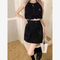 ราคา กระโปรงสั้นทรงเอเอวสูงสีดำสำหรับใส่ไปทำงาน ฤดูร้อนปี 2023 เสื้อผ้าทำงานสำหรับผู้หญิง กระโปรงทรงเอสีพื้น (24790522551)