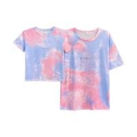 ราคา ราคาถูกที่สุด เสื้อครอบครัว เสื้อคู่ คอกลมแขนสั้น ลายมัดย้อมโทนชมพูฟ้า อกสกรีนลายตัวหนังสือ เสื้อครอบครัว (22069556661)