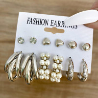 ราคา Halloween 53 Pcs Boho Vintage Womens Jewelry Set Elegant Silver Pearl Zircon Color Geometric Earrings Ring Necklace Bracelet Daily Wearchristmas (24349255567)