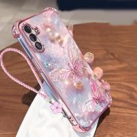 ราคา Casing For Samsung A26 A36 A16 A56 5G Phone Cases Luxury Soft Silicone DustProof Four Corner Protection ShockProof With Big Pink Butterfly SJ168 (24935095827)