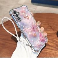 ราคา Casing For Samsung A26 A36 A16 A56 5G Phone Cases Luxury Soft Silicone DustProof Four Corner Protection ShockProof With Big Pink Butterfly SJ168 (24935095838)