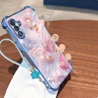 ราคา Casing For Samsung A26 A36 A16 A56 5G Phone Cases Luxury Soft Silicone DustProof Four Corner Protection ShockProof With Big Pink Butterfly SJ168 (24935095835)