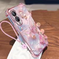 ราคา Casing For Vivo Y17S Vivo Y28 5G Phone Cases Luxury Soft Silicone DustProof Four Corner Protection ShockProof With Big Pink Butterfly SJ168 (24935141631)