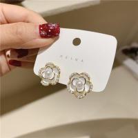 ราคา Vintage Camellia Pearl Earrings Minimalist Dainty Floral Studs for Women Timeless Elegance (24718254442)