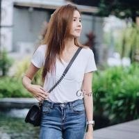 ราคา เสื้อเรย่อนคอวี เสื้อยืดผ้าเรย่อน มีกระเป๋าหน้า เสื้อยืดสวยๆ เสื้อยืดน่ารัก (25023887203)