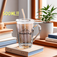 ราคา แก้วน้ำมีหูจับสไตล์ Ins ดีไซน์มินิมอล พร้อมหลอดดูด สำหรับผู้ชายและผู้หญิง คู่รัก ใช้ในบ้านและออฟฟิศ แก้วน้ำแก้วหนา (24261519237)