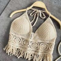 ราคา oobest O เสื้อคล้องคอเสื้อสายเดี่ยวถักสำหรับผู้หญิงเสื้อเกาะอกสั้นเปลือยหลังสายเดี่ยวรูถักโคว์เชต์น้ำหนักเบาเสื้อกล้ามสายเดี่ยวสำหรับผู้หญิง (24413869056)